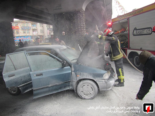 آتش سوزی خودروی پراید در بلوار شهید بهشتی رشت