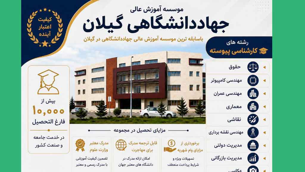 آغاز ثبت‌نام کارشناسی پیوسته بدون آزمون در مؤسسه آموزش عالی جهاددانشگاهی گیلان